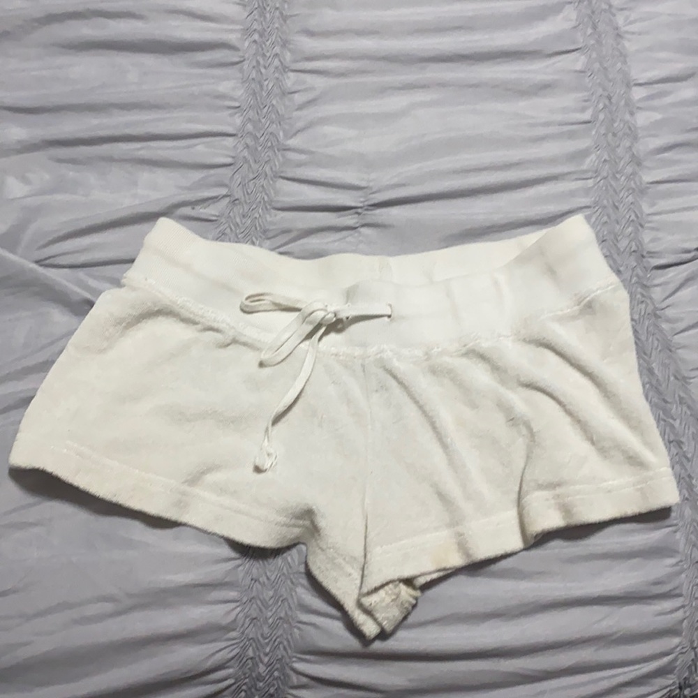 White Low Rise Terry Hard Tail Shorts
